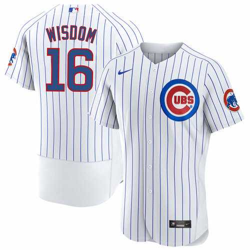 Men's Chicago Cubs #16 Patrick Wisdom White Flex Base Stitched Jersey Dzhi